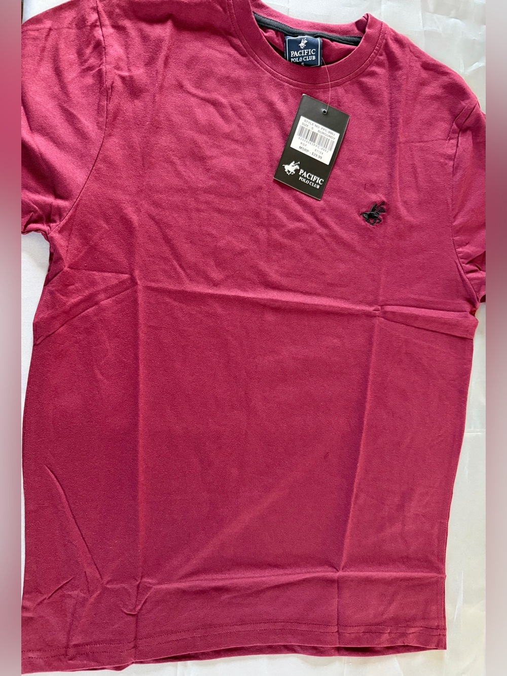 Pacific Polo Club Men's Crew Neck T-Shirt - Burgundy